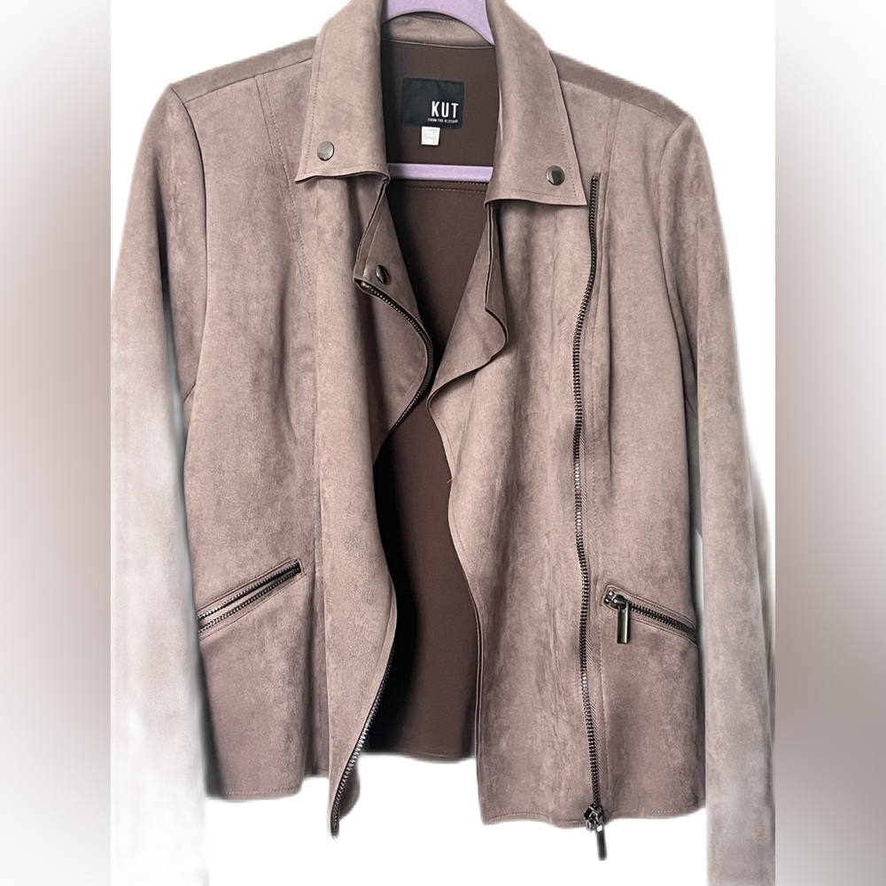 Kut from the kloth Milana faux suede moto jacket.